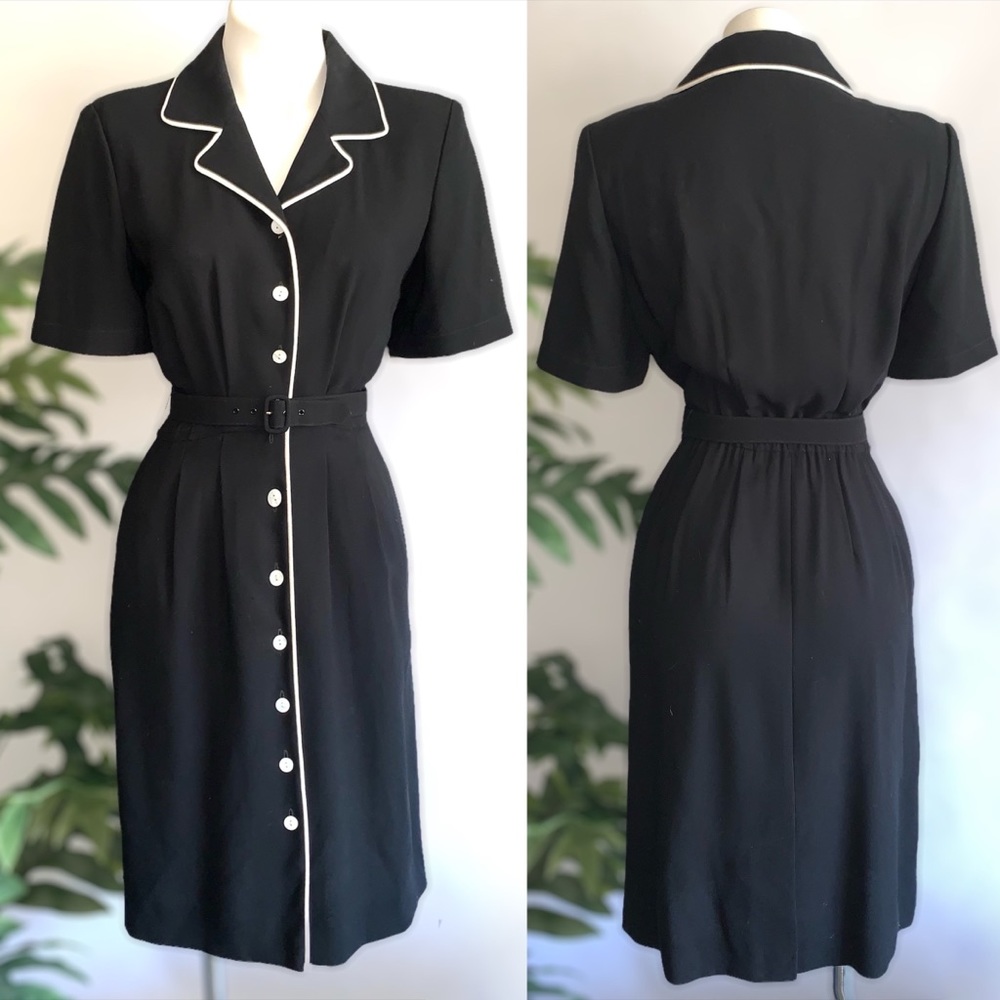 v i n t a g e :: Mod Pleated Belted Midi Shirt Dress